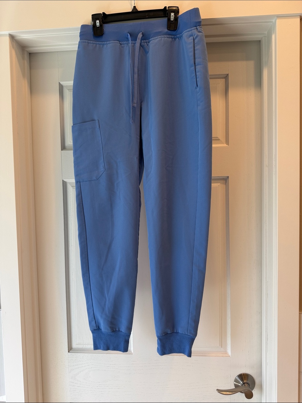 Soft Sky Blue Drawstring Jogger high waisted scrubs for Women